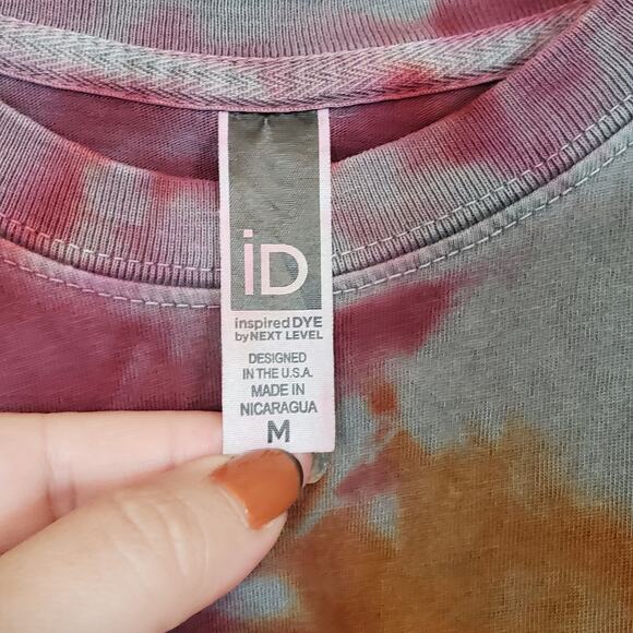 ID by Next Level Gray Tie Dye T-Shirt Unisex Women's Medium Casual Weekend Day - Picture 6 of 7